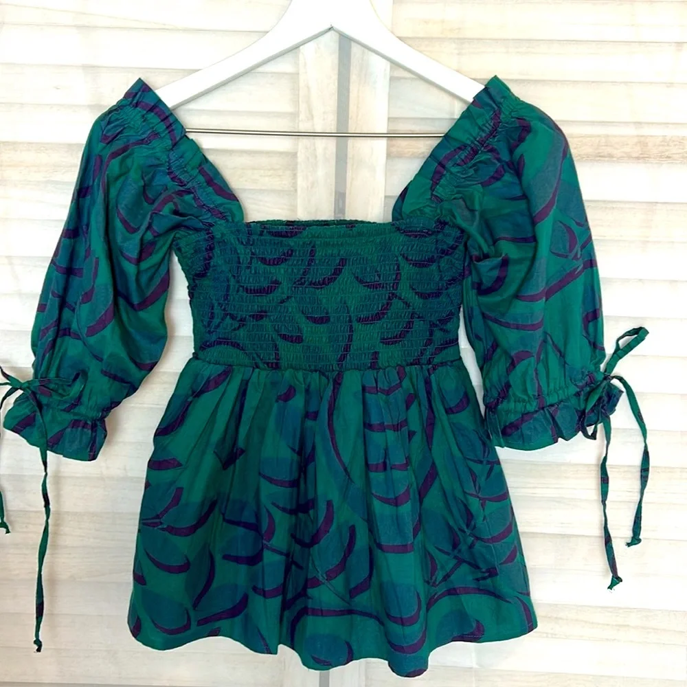 NWT Anthropologie Porridge Jina Smocked Babydoll Top. Size XXS - Picture 4 of 11
